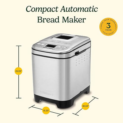 Cuisinart CBK-110WS Maquina de Pan Compacta | Cuerpo acero inoxidable, Pantalla LCD con controles táctiles, 3 tamaños pan, 12 programas de preparación, Recetario