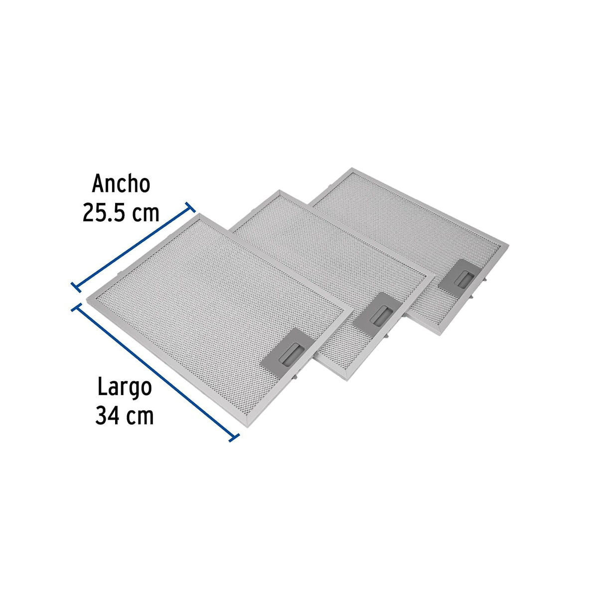 Foset FILM-C80, Juego de 3 filtros de aluminio para campana CAME-80