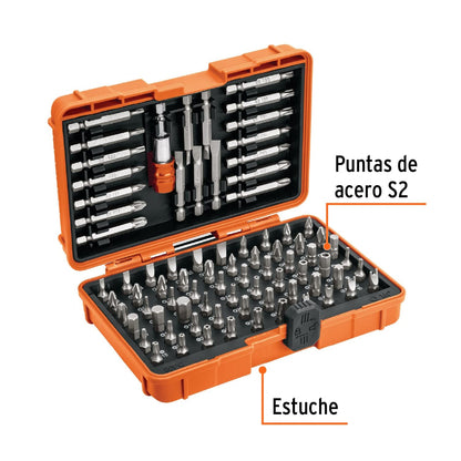 Truper Expert PUN-80X, Juego de puntas mixtas 1" y 2", 80 piezas