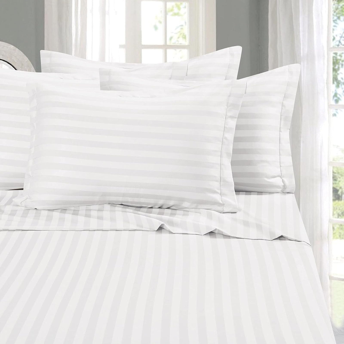 Elegant Comfort Juego de Sábanas 6 Piezas Microfibra Premium - Full - White