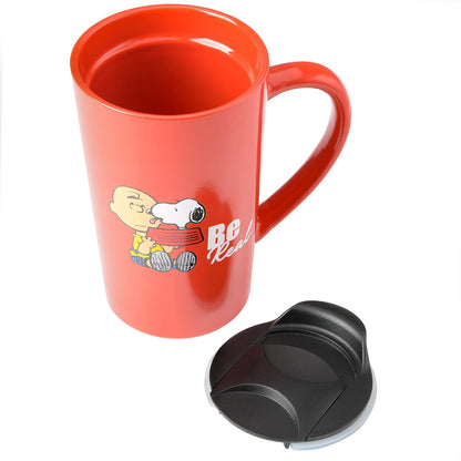 Peanuts Snoopy Gentle Reminders - Taza de viaje de 18 onzas con tapa, gres, paquete de 4, colores surtidos