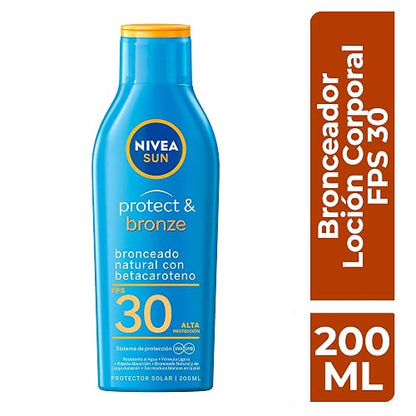 Protector Solar Corporal NIVEA SUN Protect & Bronze FPS 30 200Ml, Bronceado Natural Loción