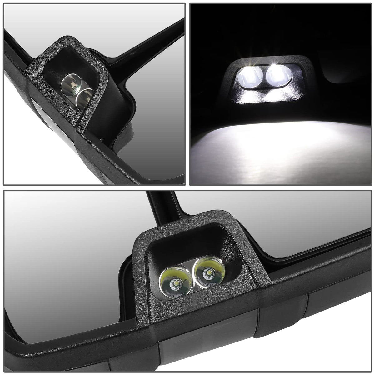 DNA Motoring Espejo de Remolque Alimentado + Calor + LED Ahumado Derecho Pasajero para Tahoe/Yukon 03-07 TWM-015-T888-BK-SM-R