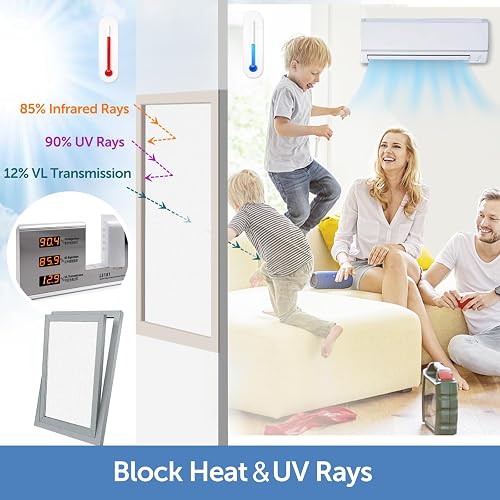 HIDBEA Película de privacidad para ventana esmerilada, no adhesiva, calcomanías de vidrio estáticas, bloqueo solar y UV, control de calor, calcomanías para cubierta de puerta para oficina en casa, 23.6 x 157.5 pulgadas