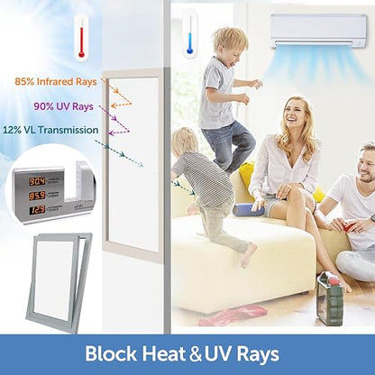 HIDBEA Película de privacidad para ventana esmerilada, no adhesiva, calcomanías de vidrio estáticas, bloqueo solar y UV, control de calor, calcomanías para cubierta de puerta para oficina en casa, 23.6 x 157.5 pulgadas