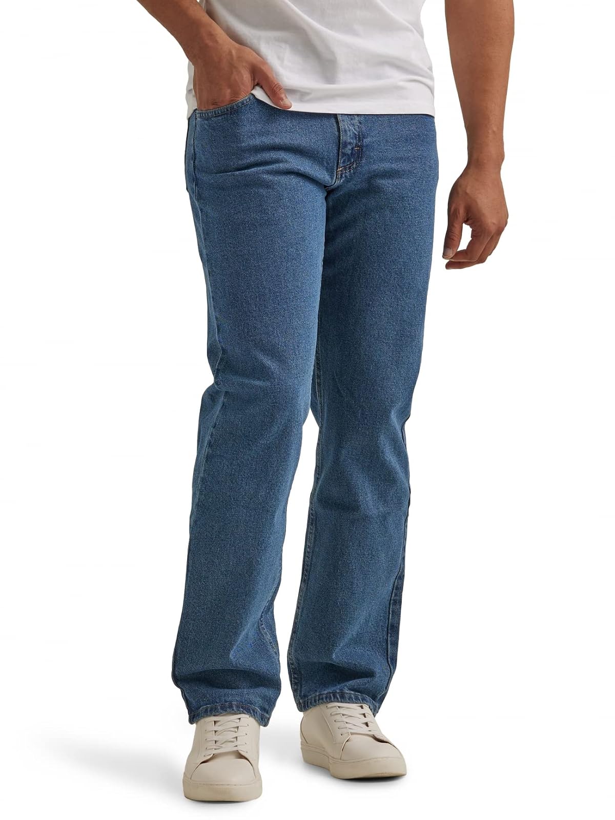 Wrangler Authentics Jean de Corte Holgado para Hombre - Oscuro Stonewash Flex - 42W x 32L