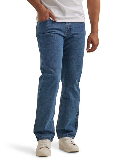 Wrangler Authentics Jean de Corte Holgado para Hombre - Oscuro Stonewash Flex - 42W x 32L