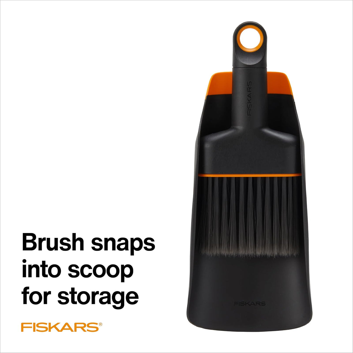 Fiskars - Juego de Cuchara y Cepillo para Polvo para Plantar Piso Herramienta de jardín para jardinería en Interiores, Control de desorden para trasplantar y reposicionar, Fabricado con plástico