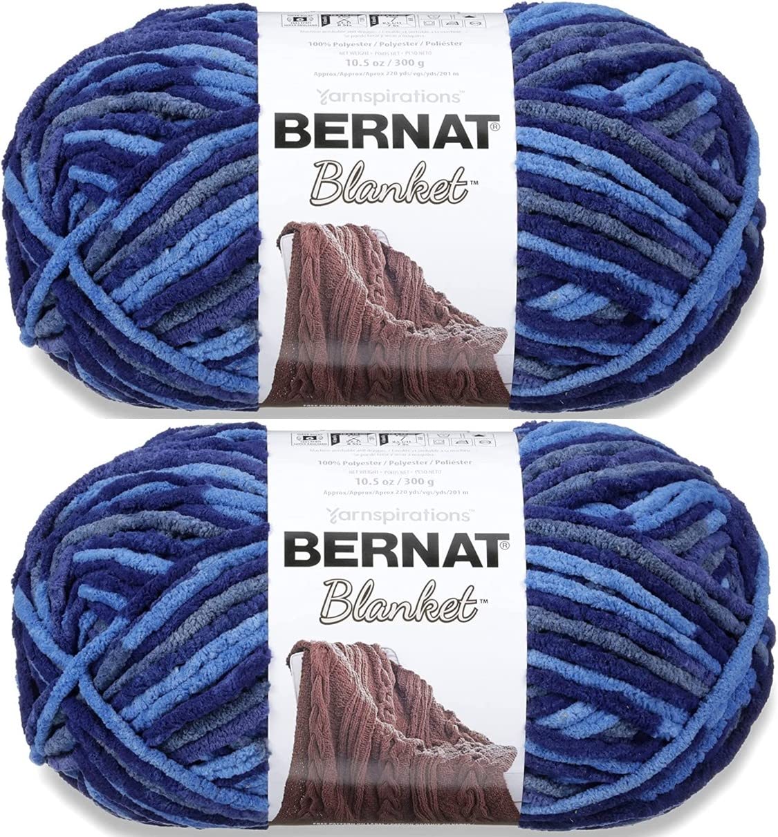 Bernat Blanket Estambre Chenille Súper Voluminoso, Paquete de 2 - Paquete de 2 - Mar del Norte