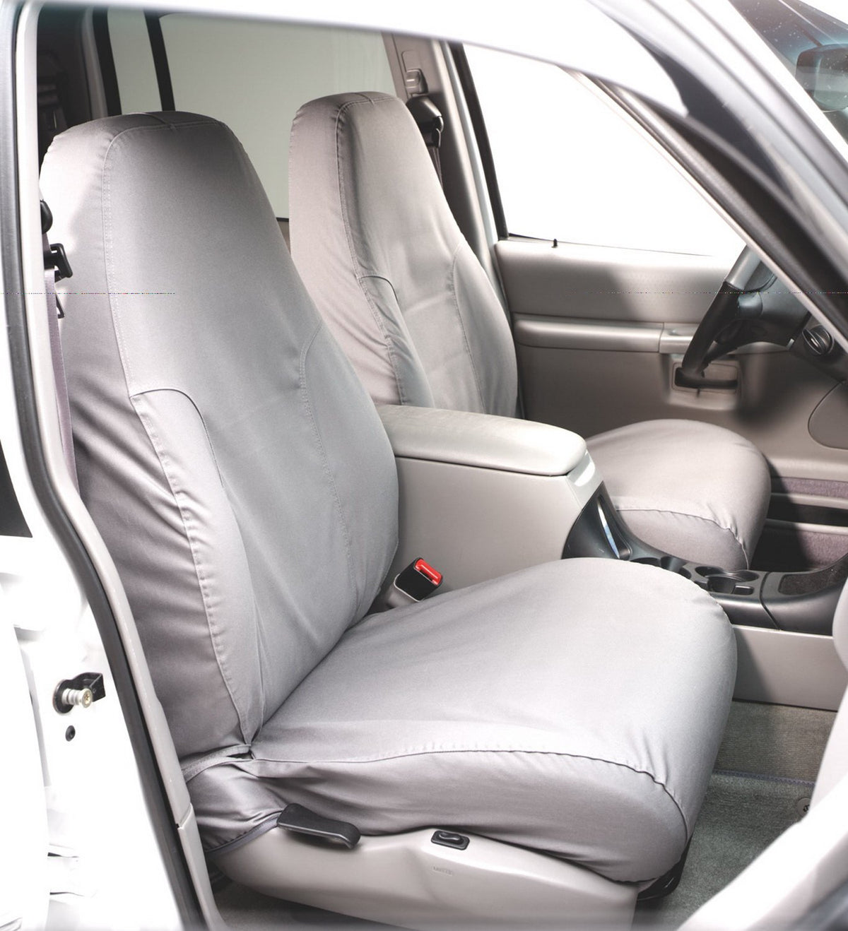 Covercraft Fundas de Asiento para cubeta Delantero de Personalizables – Tela de polialgodón, Gris