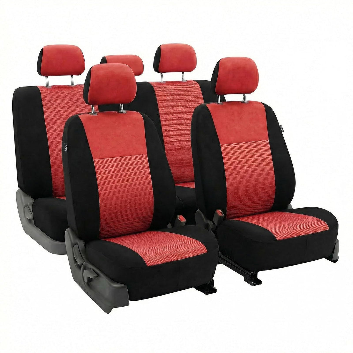 FH GROUP Universal Fit Full Set Trendy Elegance Car Seat Cover, (Red/Black) (FH-FB060115, Airbag Compatible and Split Bench, Fit Most Car, Truck, SUV, or Van) - Red - Black
