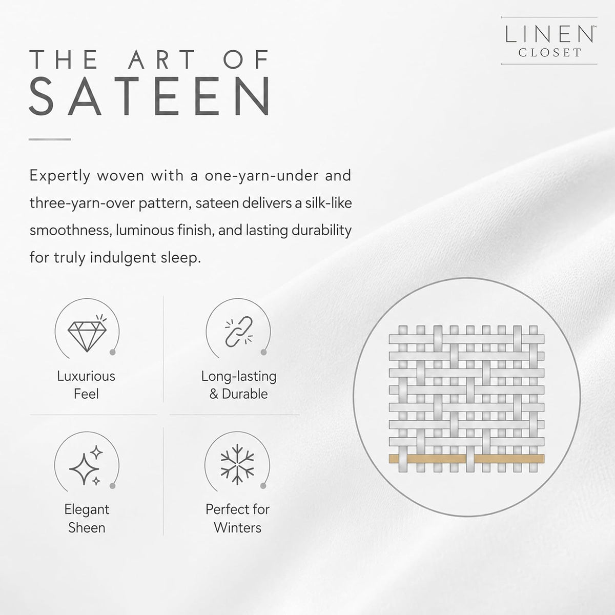 Linen Closet - Juego de sábanas de algodón de Lujo de 1200 Hilos, tamaño Queen, Gris Claro