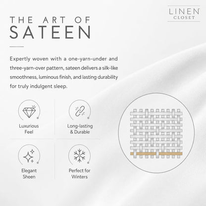 Linen Closet - Juego de sábanas de algodón de Lujo de 1200 Hilos, tamaño Queen, Gris Claro