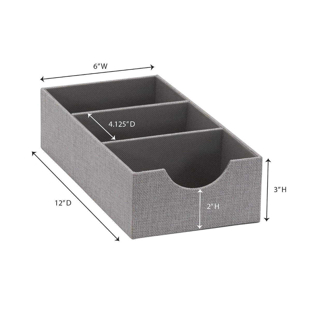 Household Essentials - Cajón Organizador Profundo para Almacenamiento, (3 Section), Gris, 1
