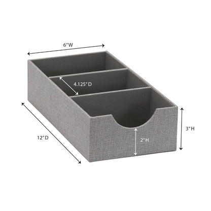 Household Essentials - Cajón Organizador Profundo para Almacenamiento, (3 Section), Gris, 1
