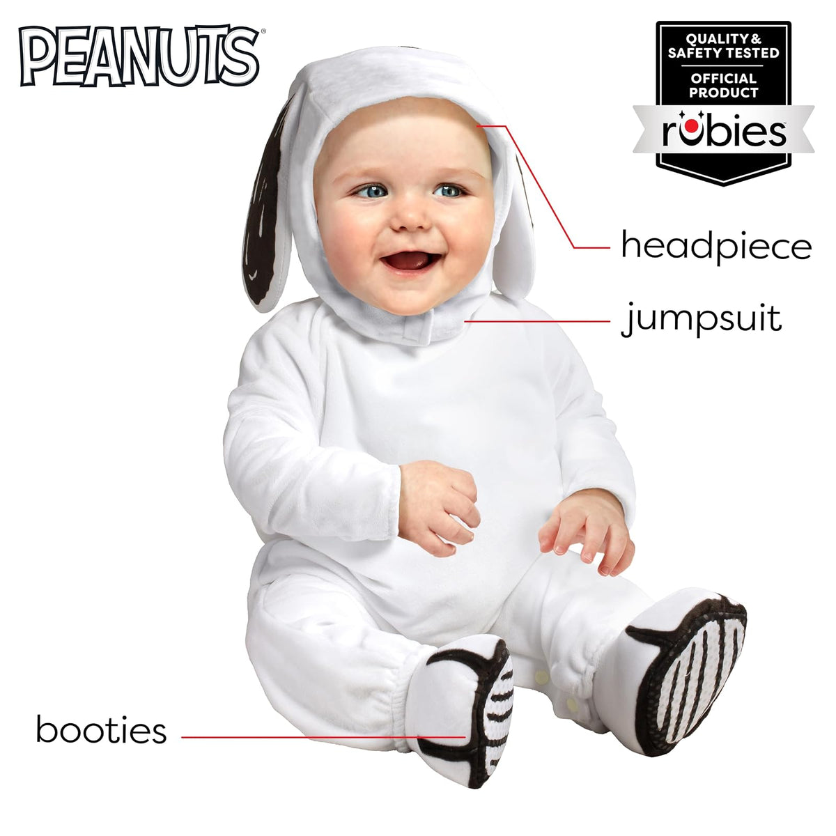 Rubie's - overol para disfraz de Snoopy para bebé/niño pequeño, sombrero y botines, 12-18 meses