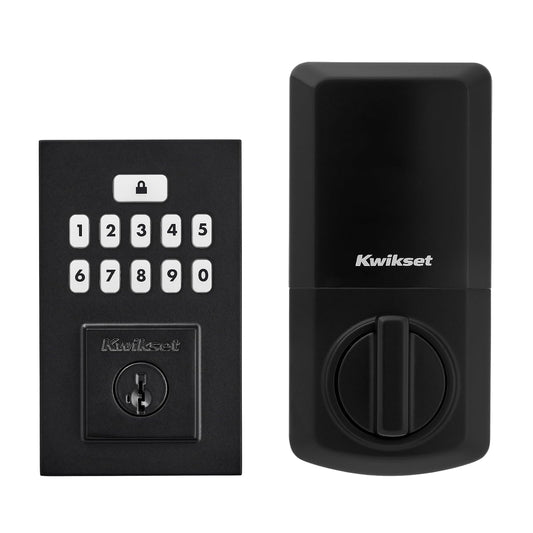 Kwikset SmartCode 260 - Cerradura de puerta con bloqueo automático, códigos de usuario personalizados, seguridad avanzada en negro mate contemporáneo