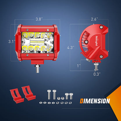 Nilight ZH801 Barra de Luz LED de 4 Pulgadas Triple Hilera 60 W con Kit de Cableado, Antiniebla y Trabajo Todoterreno, para Camión/SUV/ATV/UTV, 2 Años