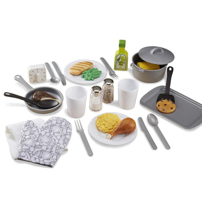 Melissa & Doug Set de 22 Accesorios para Cocina de Juguete - Utensilios, Olla con Tapa - Sartenes y Comida de Juguete