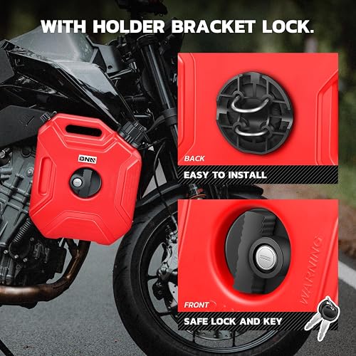 DNA MOTORING Tanque de Gasolina 1.3 GAL, 5 L para Motocicleta ATV Todoterreno con Montaje y Cerradura, Rojo, 2 Piezas TOOLS-00499