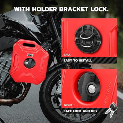 DNA MOTORING Tanque de Gasolina 1.3 GAL, 5 L para Motocicleta ATV Todoterreno con Montaje y Cerradura, Rojo, 2 Piezas TOOLS-00499