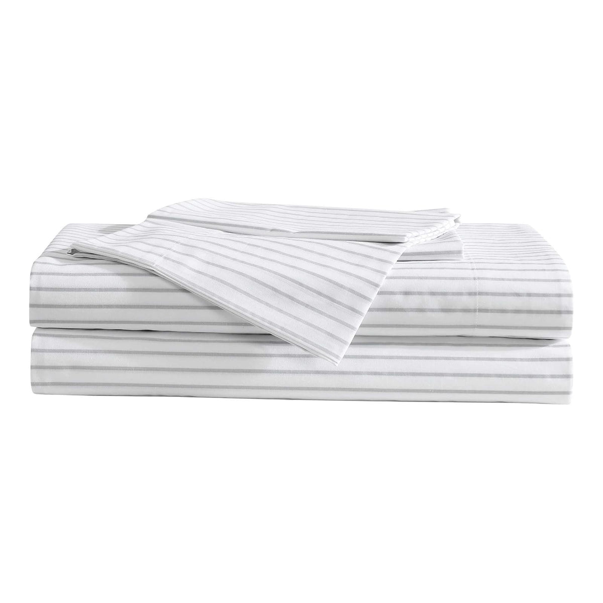 Eddie Bauer - Juego de sábanas, Ropa de Cama de percal de algodón de Lujo con Funda de Almohada a Juego, crujiente y Fresco, Totalmente elástico (Gris Arden, Individual)