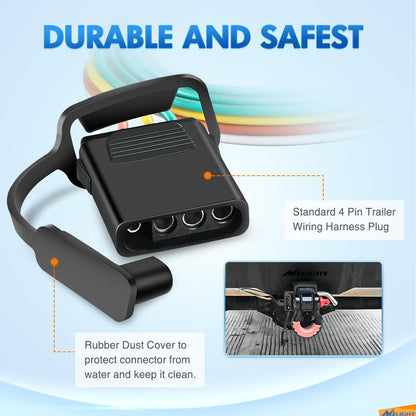 Nilight Kit de arnés de cableado de Remolque de 4 vías 56407 para el Lado del vehículo, arnés de Cable de Remolque JL Personalizado Compatible con Wrangler JL 2018-2023 y Gladiator 2020-2023, 2 años