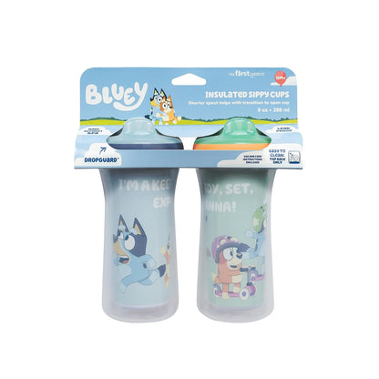 The First Years Tazas para sorbos azules aisladas - tazas para niños pequeños a prueba de derrames y aptas para lavavajillas - para edades de 12 meses en adelante - 9 onzas - 2 unidades