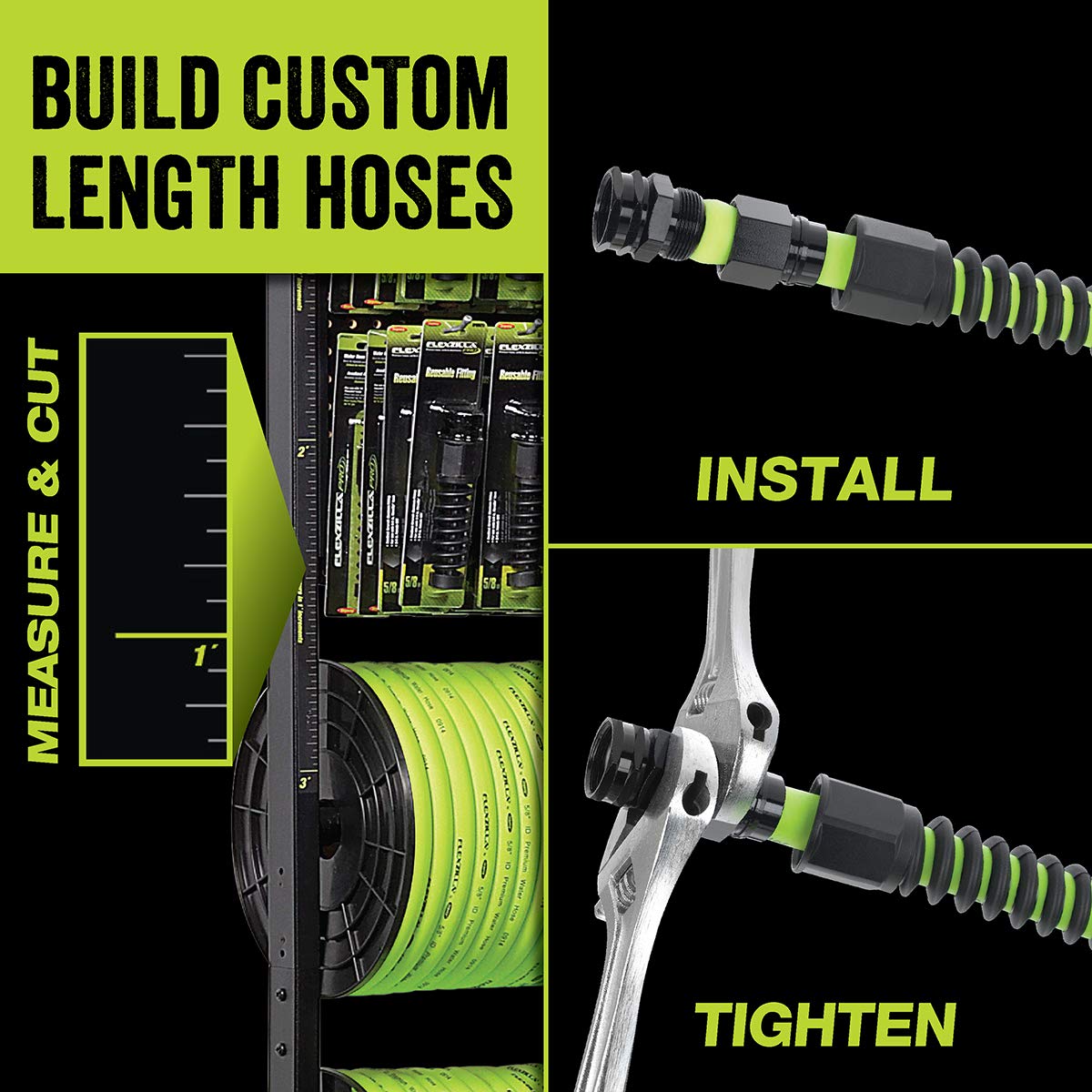 Flexzilla Pro Manguera de Agua HFZ58250YW | 5/8 in x 250 ft, Verde ZillaGreen, Resistente, Ligero, Carrete a Granel