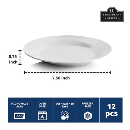 10 Strawberry Street Plato redondo para ensalada/postre de 7.5 pulgadas, juego de 12