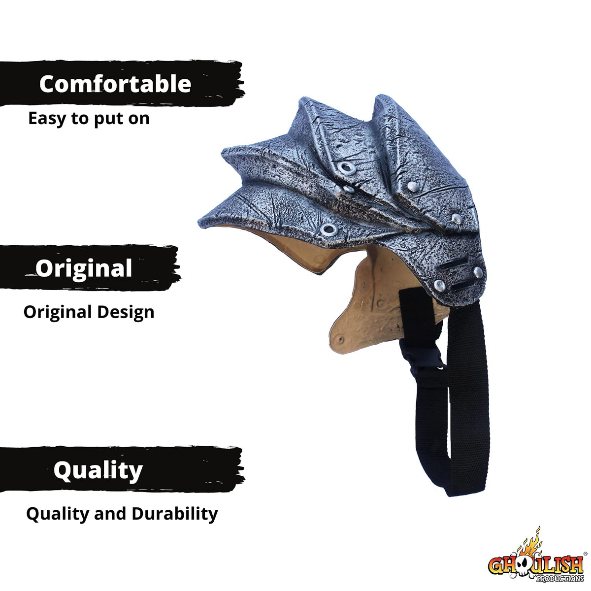 Pauldron Silver, Accesorio para Disfraz de Hombreras de Plata, Complemento de Hombros Armadura Ideal para Halloween y Fiesta de Disfraces