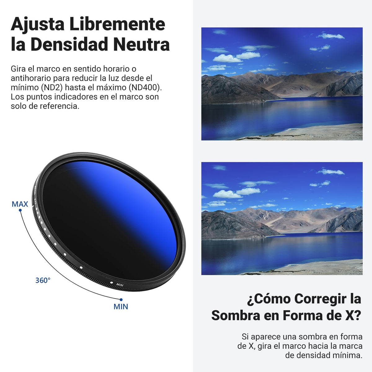 NEEWER 67mm Variable ND Filter ND2-ND400, Densidad Neutra Filtro de Lente | 1-9 Stops, Multiple Coatings, Water y Scratch Resistant