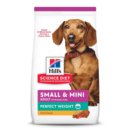 Hill's Science Diet Small Mini Perfect Weight Perro Adulto Pollo 5.7Kg | Croquetas Hill's para perro, pollo real, razas pequeñas, control de peso, músculos magros, fibras naturales de saciedad