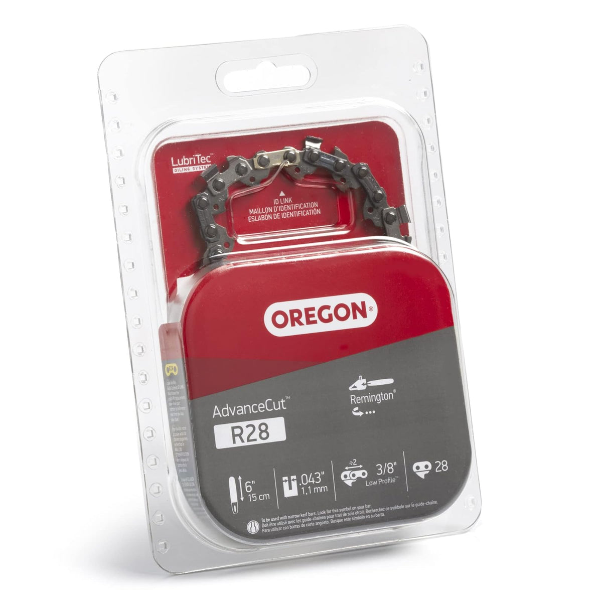 Oregon R28 AdvanceCut Cadena de Reemplazo 15 cm | 28 eslabones, paso 3/8", calibre 0.43", micro cincel, bajo retroceso