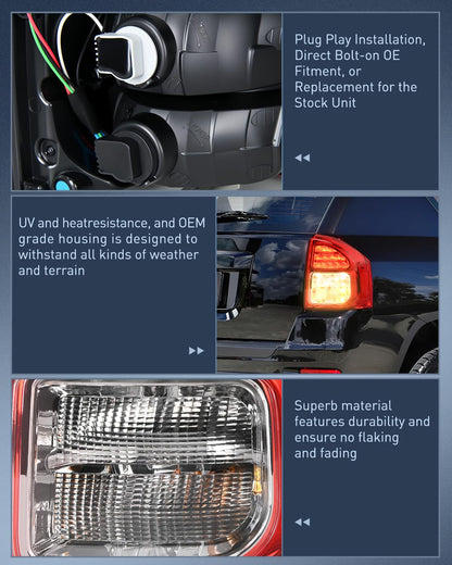 Nilight - Conjunto de luz trasera compatible con 2011 2012 2013 Jeep Compass luz trasera estilo OE lámpara de repuesto para lado del pasajero con bombillas