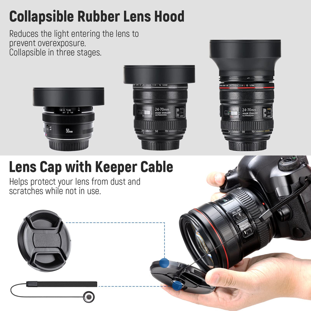 NEEWER 58mm UV CPL FLD Filtro Kit & ND Set para Canon Rebel, EOS Camaras | /