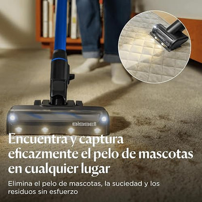 Bissell PowerClean FurFinder - Aspiradora inalámbrica de 200 W con Rollo de Cepillo para Polvo sin enredos, succión Fuerte, batería extraíble, Montaje en Pared, Herramienta de tapicería y Faros