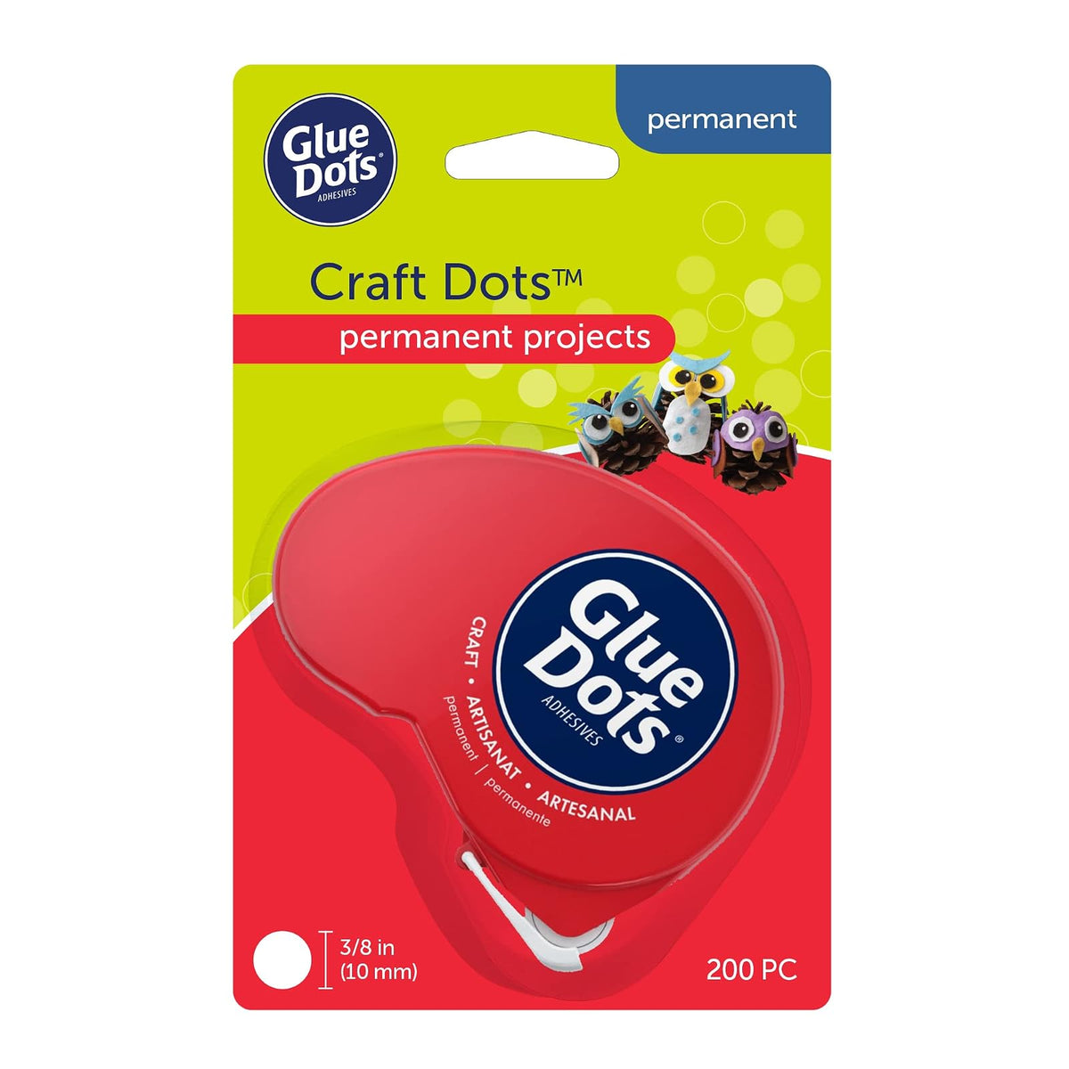 Glue Dots Clear Dot Disposable Dispenser-Craft .375" 200/Pkg