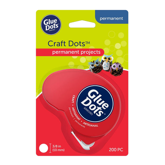 Glue Dots Clear Dot Disposable Dispenser-Craft .375" 200/Pkg