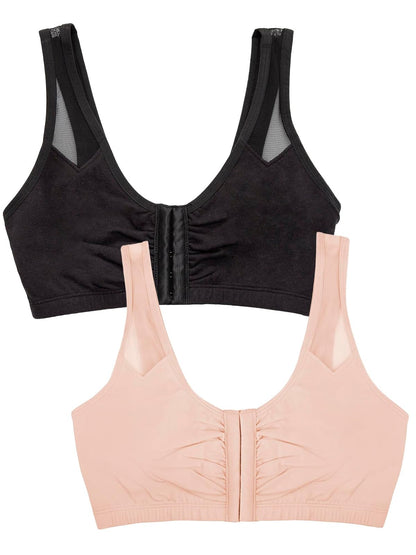 Fruit of the Loom Brasier Deportivo Cierre Frontal Correas de Malla - Negro - 36
