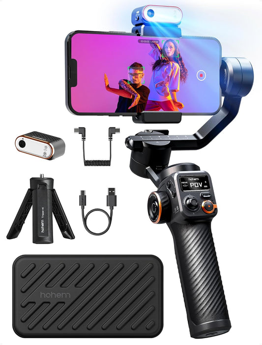 Hohem iSteady M6 Kit estabilizador de cardán para Smartphone, cardán de teléfono de 3 Ejes con Seguimiento de AI, luz de Relleno magnética, estabilizador de batería de Larga duración de 18 Horas para