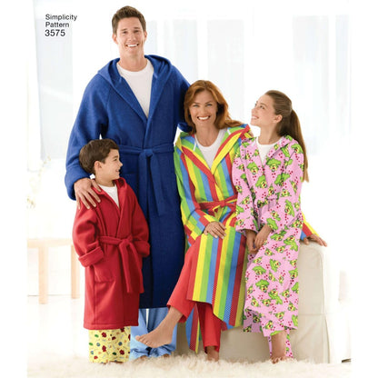 Simplicity Fácil de Coser 3575 - Albornoz de Costura para Adultos y niños, XS-L y XS-XL