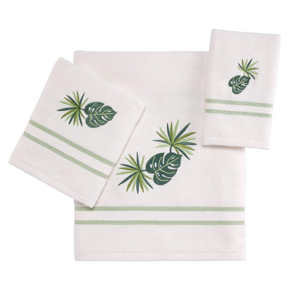 Avanti Linens - Juego de Toallas de 3 Piezas, Toallas de algodón Suaves y absorbentes (Viva Palm Collection), Color Blanco