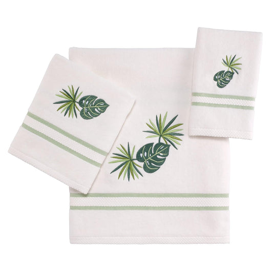 Avanti Linens - Juego de Toallas de 3 Piezas, Toallas de algodón Suaves y absorbentes (Viva Palm Collection), Color Blanco