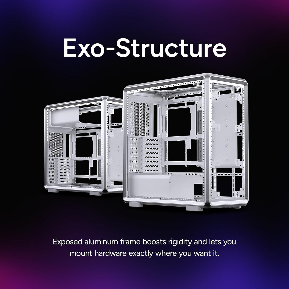 Cooler Master MasterFrame 600 Silver Freeform 2.0 - Half Tower, Paneles Laterales magnéticos, Interior Personalizable, GPU MAX, 410 mm AIO MAX, 420 mm Tipo C, Vidrio MF600-SGNN-S00