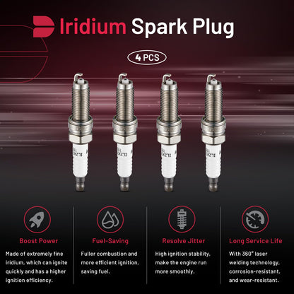 BDFHYK - Juego de 4 bujías de iridio compatibles con Hyundai Elantra Tucson, compatible con Acura ILX TSX, Civic CR-V Accord, Forte Soul, Cooper Countryman 1.6L 1.8L 2.0L 2.4L motor de repuesto para
