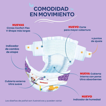 Huggies UltraConfort Pañal Desechable para Bebé, Etapa 5 Niña, Paquete con 40 Piezas, Ideal para niñas de 11 a 14.5 kg