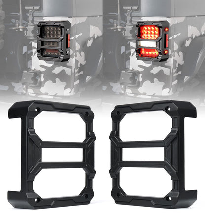 Xprite - Protectores de luz Trasera con diseño de Varillas deslizables, Cubiertas de luz Trasera autopatentadas compatibles con Jeep Wrangler JK JKU 2007-2018, par