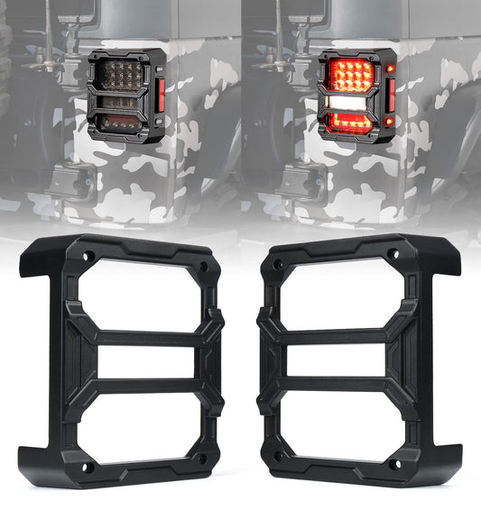 Xprite - Protectores de luz Trasera con diseño de Varillas deslizables, Cubiertas de luz Trasera autopatentadas compatibles con Jeep Wrangler JK JKU 2007-2018, par