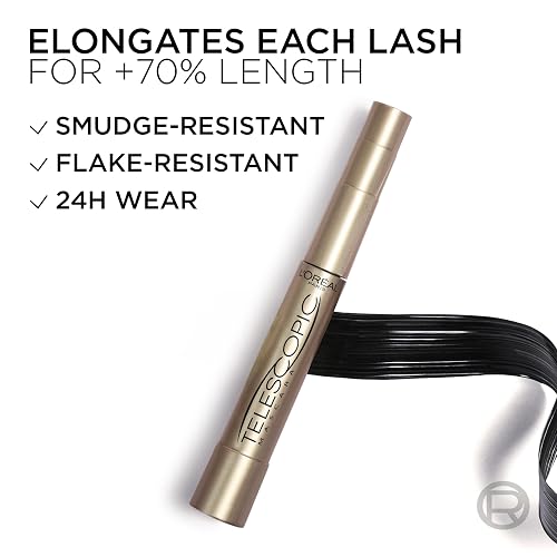 L'Oréal Paris - Máscara alargadora original telescópica Makeup, negra, 0.27 onzas líquidas